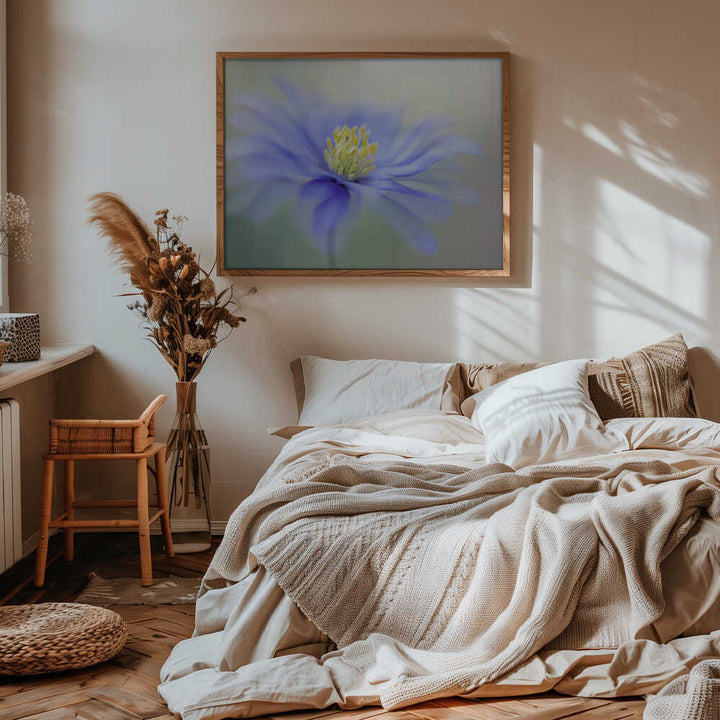 Blue Dreamy Bloom - Floral Photographic Stretched Canvas Poster or Fine Art Print