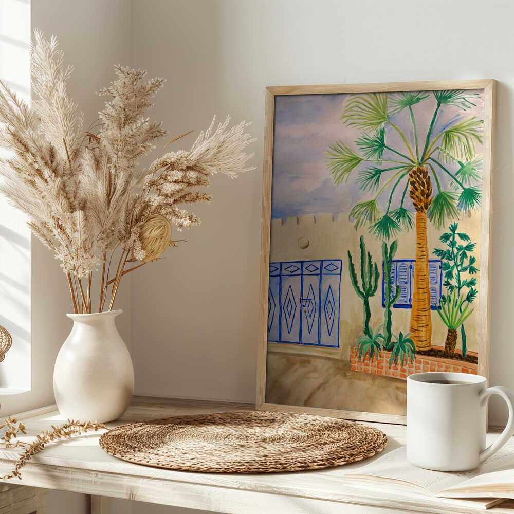 Blue Gate Oasis Garden - Stretched Canvas, Poster or Fine Art Print - I Heart Wall Art - Poster Print, Canvas Print or Framed Art Print