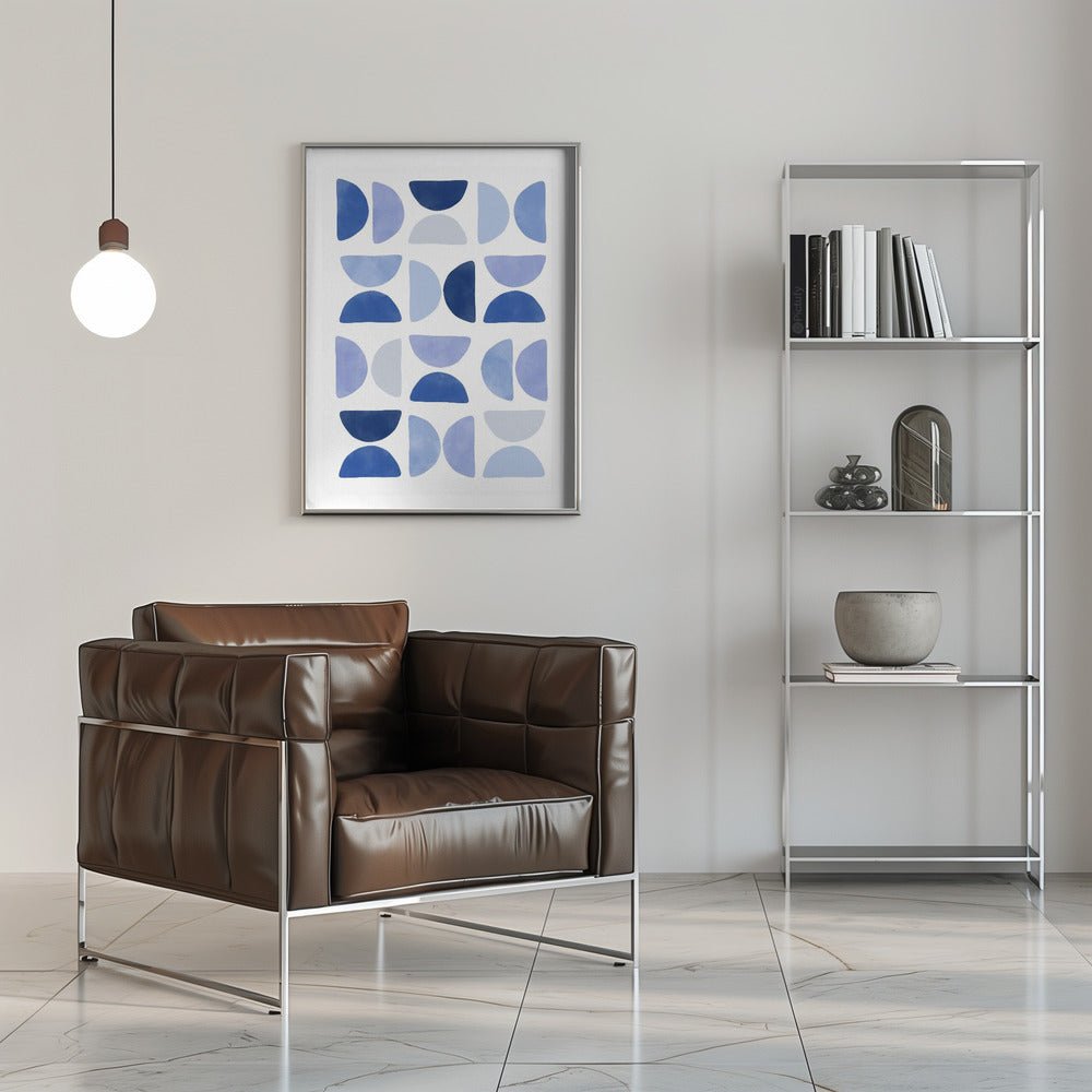 Blue Geometric Dance - Stretched Canvas, Poster or Fine Art Print - I Heart Wall Art - Poster Print, Canvas Print or Framed Art Print