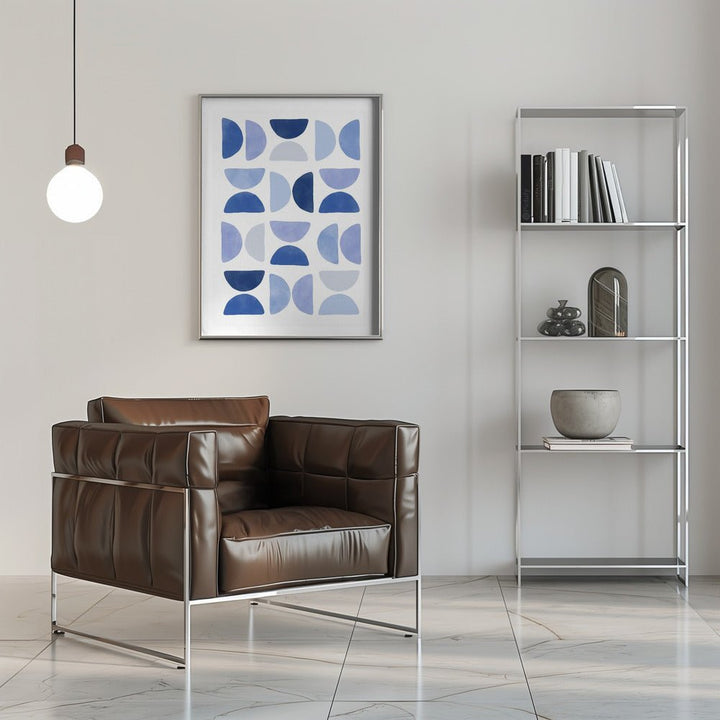 Blue Geometric Dance - Stretched Canvas, Poster or Fine Art Print - I Heart Wall Art - Poster Print, Canvas Print or Framed Art Print