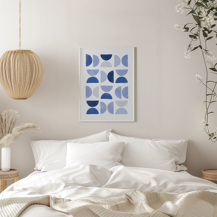Blue Geometric Dance - Stretched Canvas, Poster or Fine Art Print - I Heart Wall Art - Poster Print, Canvas Print or Framed Art Print