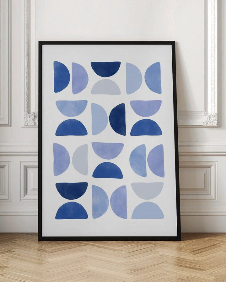 Blue Geometric Dance - Stretched Canvas, Poster or Fine Art Print - I Heart Wall Art - Poster Print, Canvas Print or Framed Art Print