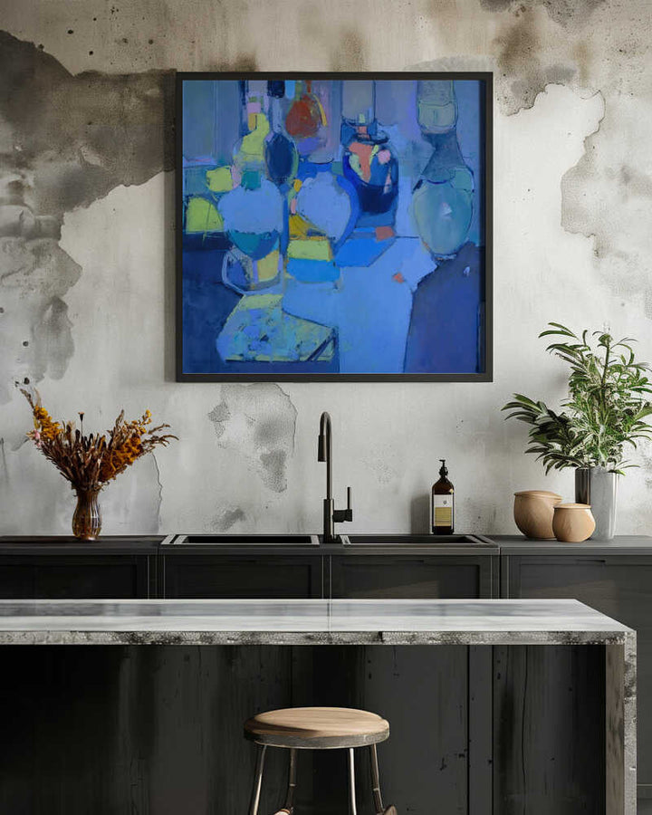 Blue Glass - Square Stretched Canvas, Poster or Fine Art Print - I Heart Wall Art - Poster Print, Canvas Print or Framed Art Print