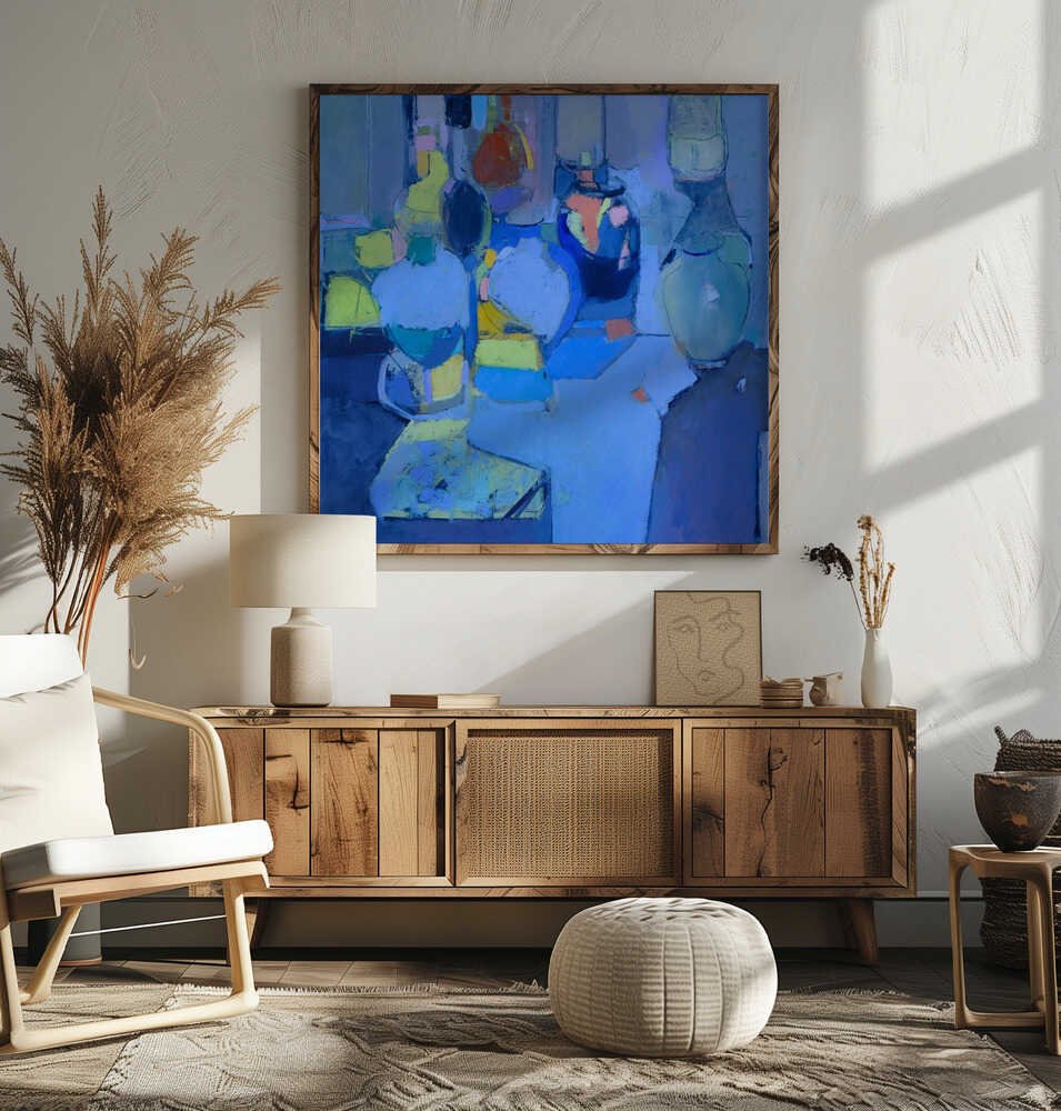 Blue Glass - Square Stretched Canvas, Poster or Fine Art Print - I Heart Wall Art - Poster Print, Canvas Print or Framed Art Print