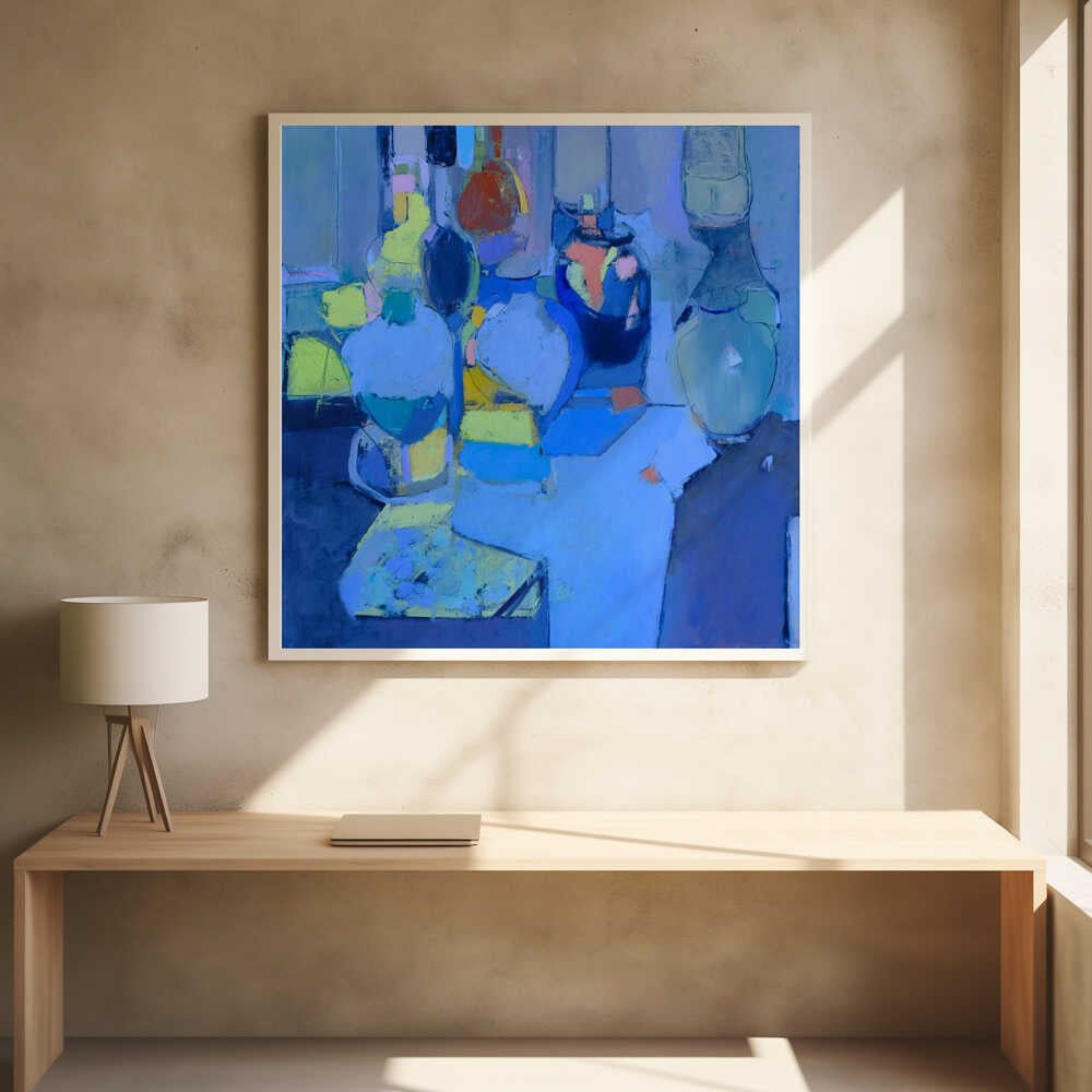 Blue Glass - Square Stretched Canvas, Poster or Fine Art Print - I Heart Wall Art - Poster Print, Canvas Print or Framed Art Print