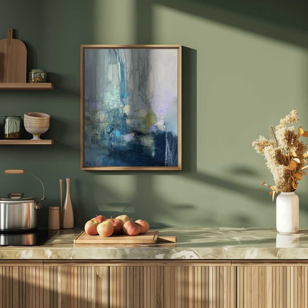 Blue Green Abstract Flow - Stretched Canvas Poster or Fine Art Print