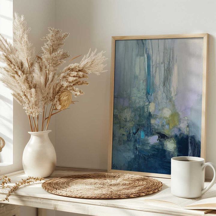 Blue Green Abstract Flow - Stretched Canvas Poster or Fine Art Print