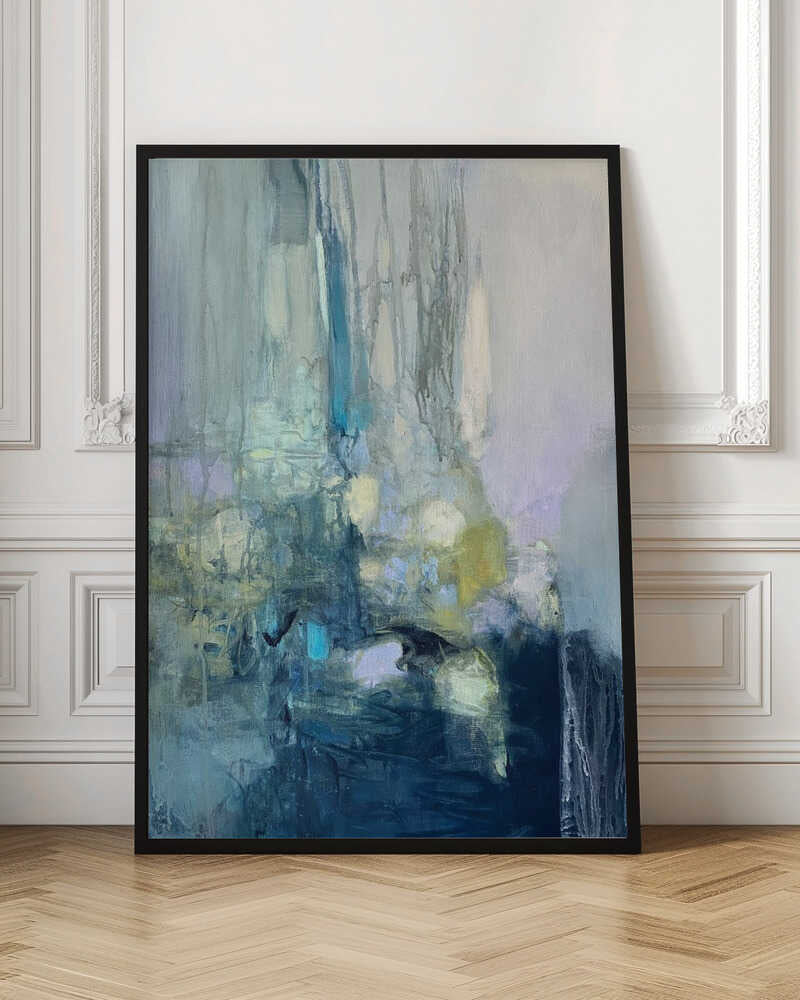 Blue Green Abstract Flow - Stretched Canvas Poster or Fine Art Print