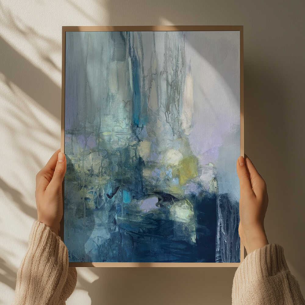 Blue Green Abstract Flow - Stretched Canvas Poster or Fine Art Print