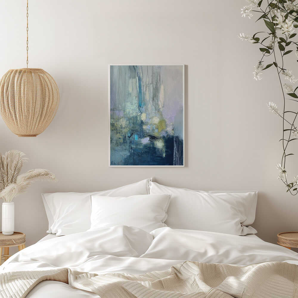 Blue Green Abstract Flow - Stretched Canvas Poster or Fine Art Print