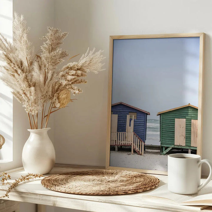 Blue &amp; Green Hut - Stretched Canvas, Poster or Fine Art Print I Heart Wall Art