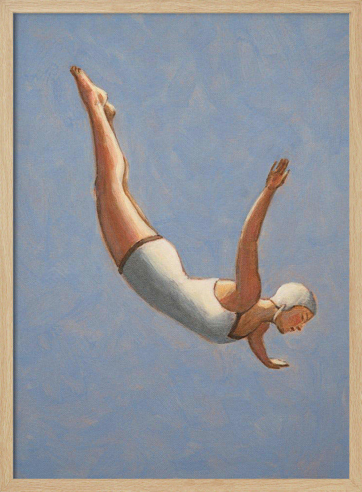 Blue Grey Diver - Stretched Canvas, Poster or Fine Art Print I Heart Wall Art
