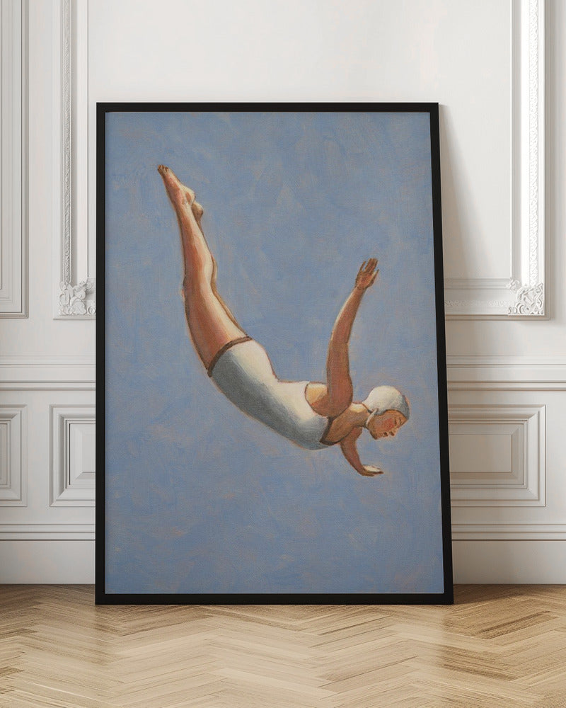 Blue Grey Diver - Stretched Canvas, Poster or Fine Art Print I Heart Wall Art