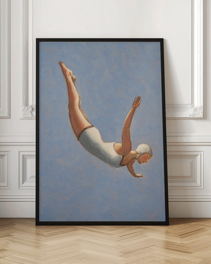 Blue Grey Diver - Stretched Canvas, Poster or Fine Art Print I Heart Wall Art