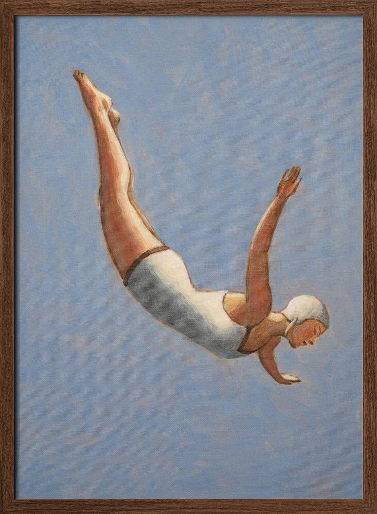 Blue Grey Diver - Stretched Canvas, Poster or Fine Art Print I Heart Wall Art