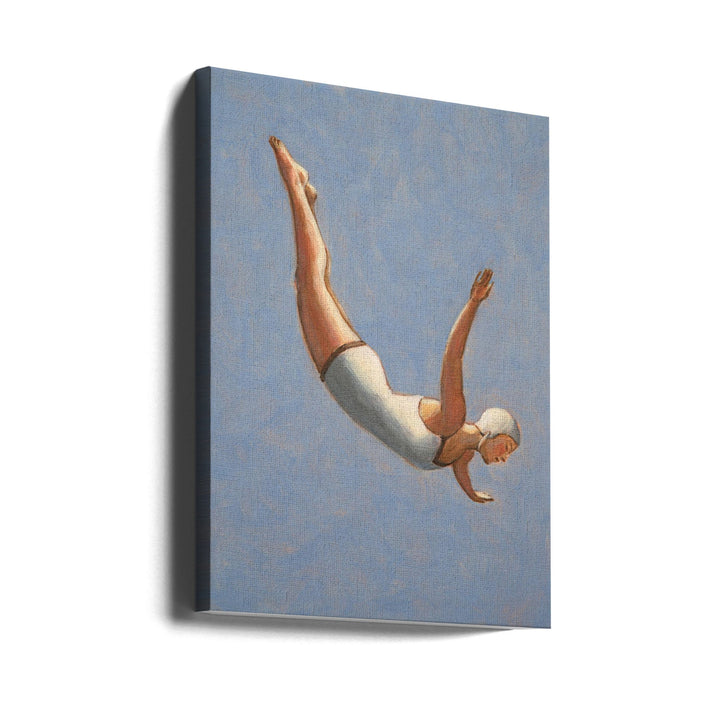 Blue Grey Diver - Stretched Canvas, Poster or Fine Art Print I Heart Wall Art