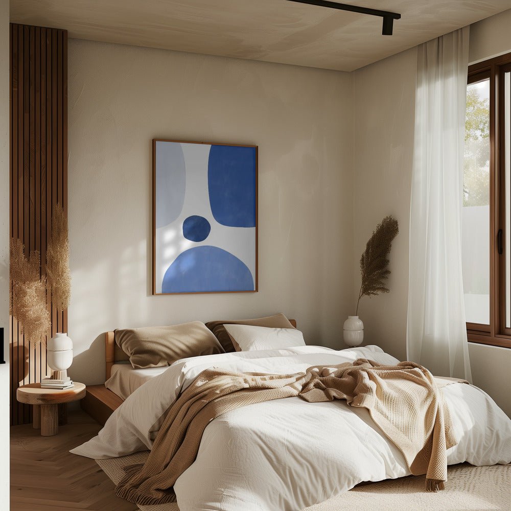 Blue Harmony Shapes - Stretched Canvas, Poster or Fine Art Print - I Heart Wall Art - Poster Print, Canvas Print or Framed Art Print