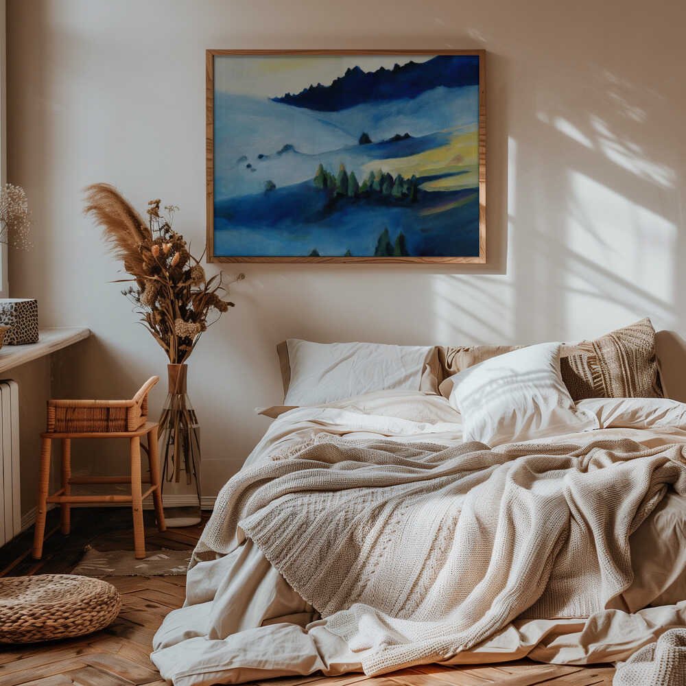 Blue Hillside - Stretched Canvas, Poster or Fine Art Print - I Heart Wall Art - Poster Print, Canvas Print or Framed Art Print