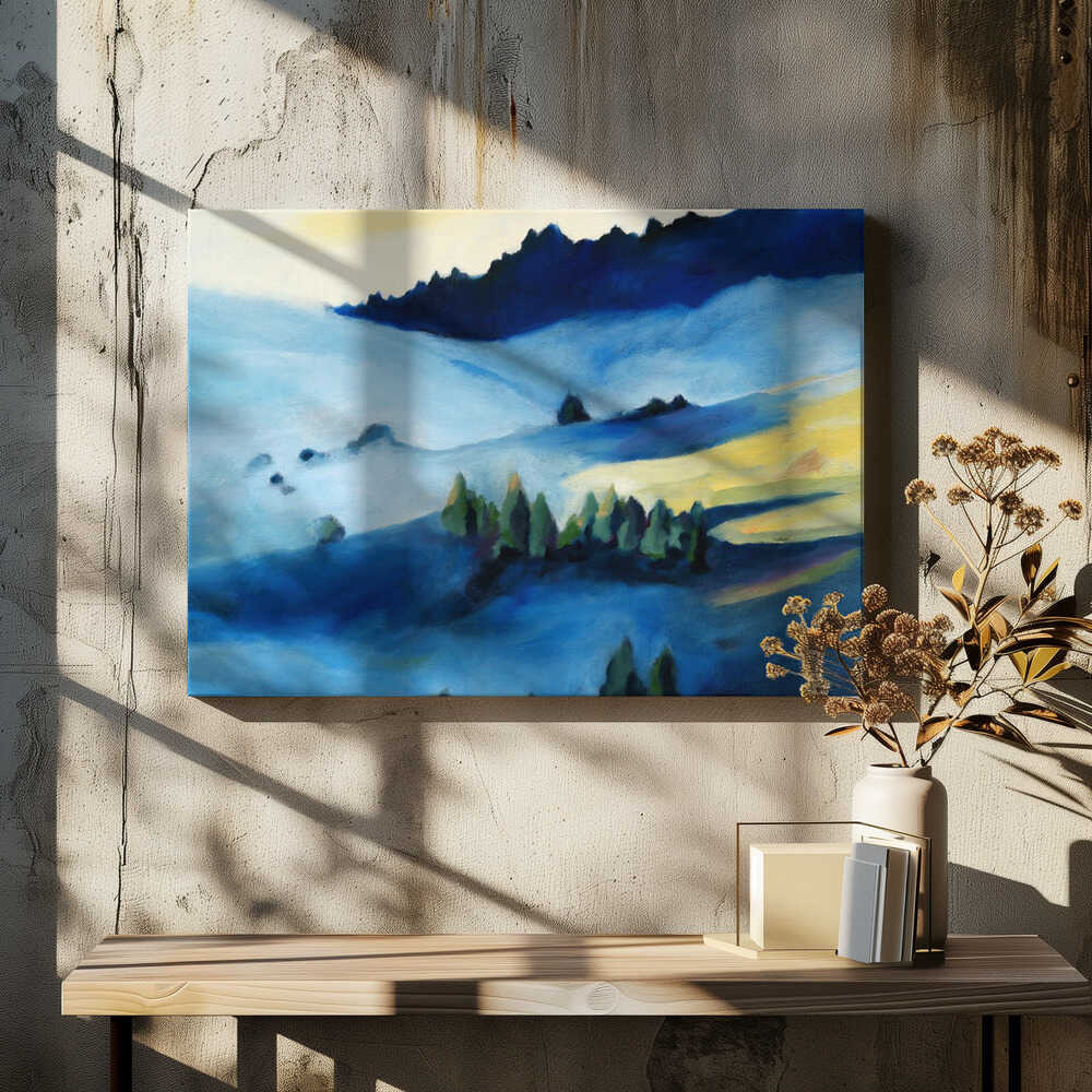 Blue Hillside - Stretched Canvas, Poster or Fine Art Print - I Heart Wall Art - Poster Print, Canvas Print or Framed Art Print