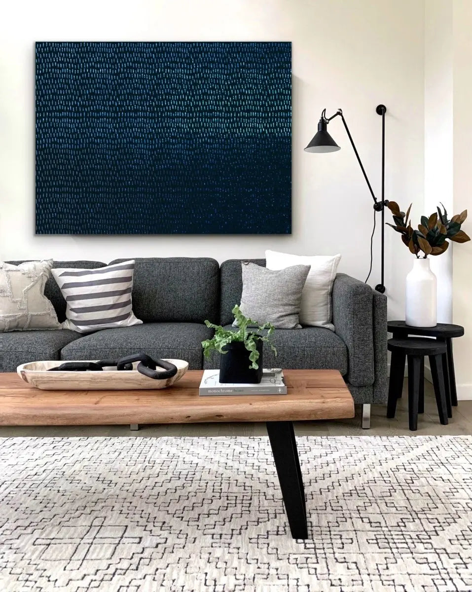 Blue Lines - Dark Blue Abstract Artwork Print - I Heart Wall Art - Poster Print, Canvas Print or Framed Art Print