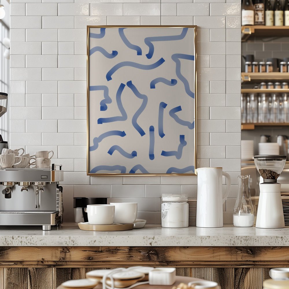 Blue Meandering Paths - Stretched Canvas, Poster or Fine Art Print - I Heart Wall Art - Poster Print, Canvas Print or Framed Art Print