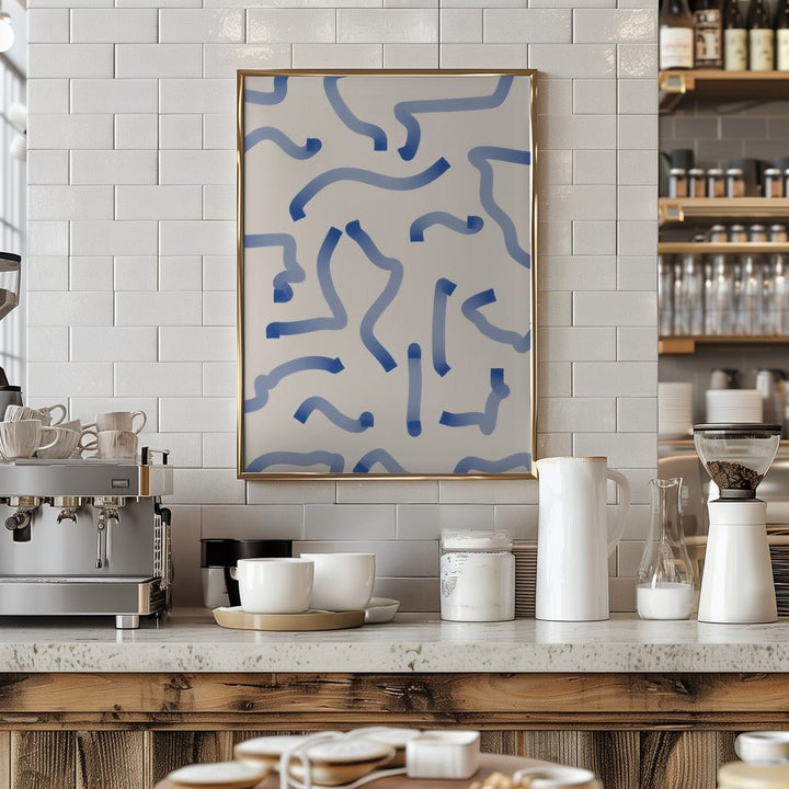 Blue Meandering Paths - Stretched Canvas, Poster or Fine Art Print - I Heart Wall Art - Poster Print, Canvas Print or Framed Art Print