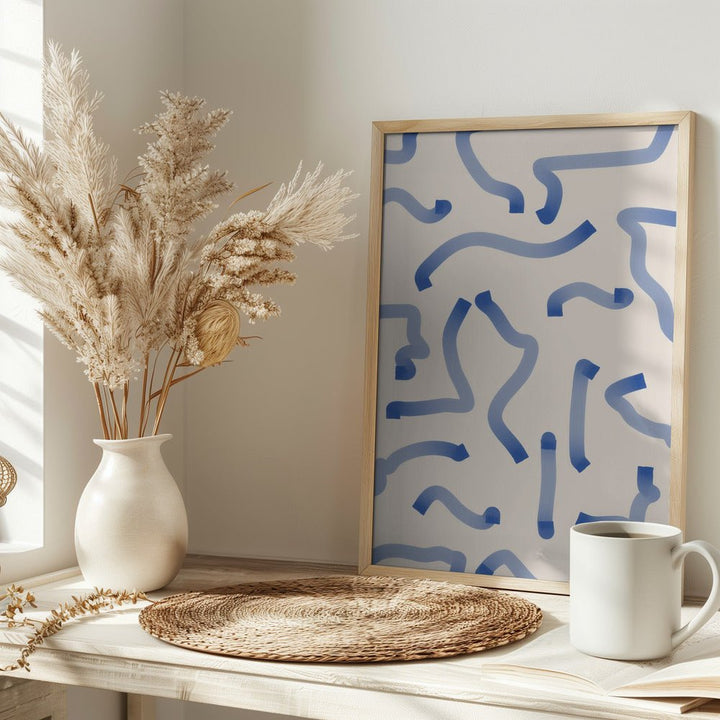 Blue Meandering Paths - Stretched Canvas, Poster or Fine Art Print - I Heart Wall Art - Poster Print, Canvas Print or Framed Art Print