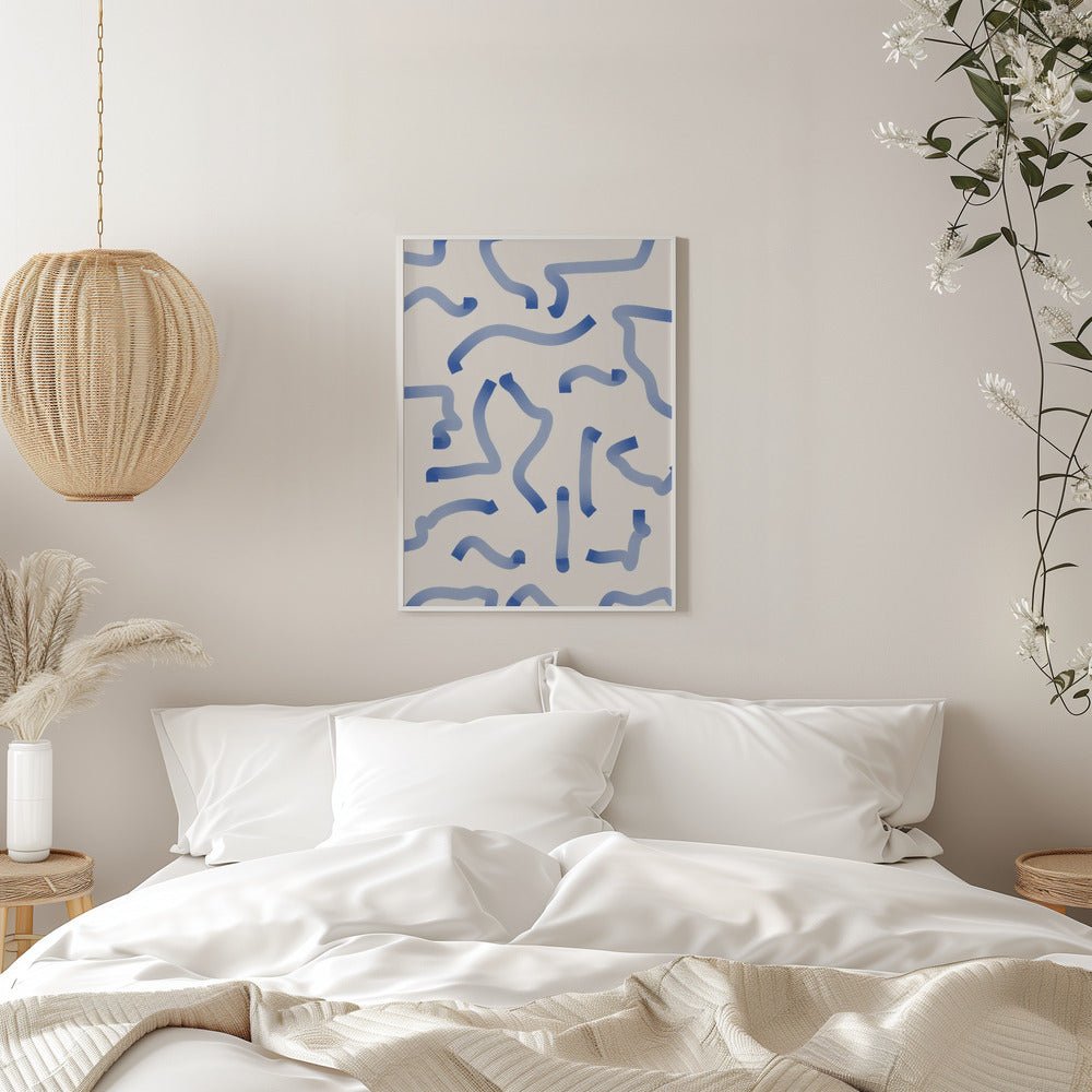 Blue Meandering Paths - Stretched Canvas, Poster or Fine Art Print - I Heart Wall Art - Poster Print, Canvas Print or Framed Art Print