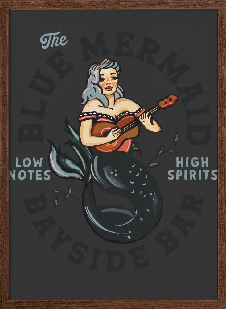 Blue Mermaid.png - Stretched Canvas, Poster or Fine Art Print I Heart Wall Art