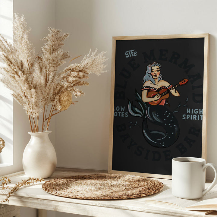 Blue Mermaid.png - Stretched Canvas, Poster or Fine Art Print I Heart Wall Art