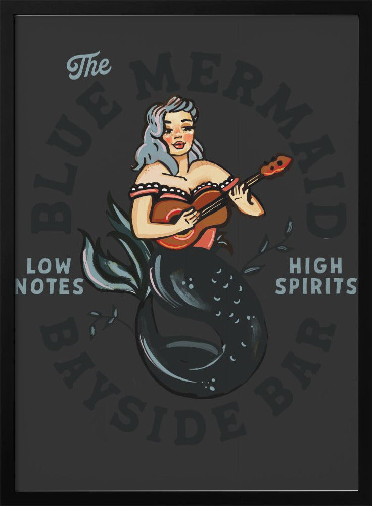 Blue Mermaid.png - Stretched Canvas, Poster or Fine Art Print I Heart Wall Art