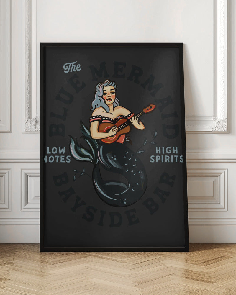 Blue Mermaid.png - Stretched Canvas, Poster or Fine Art Print I Heart Wall Art