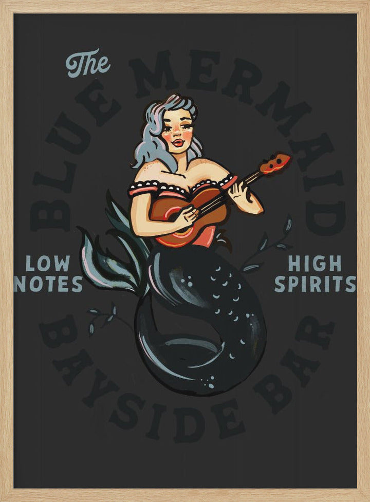 Blue Mermaid.png - Stretched Canvas, Poster or Fine Art Print I Heart Wall Art