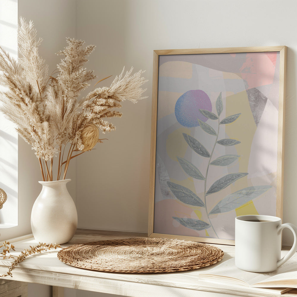 Blue Moon and Leaves - Stretched Canvas, Poster or Fine Art Print I Heart Wall Art