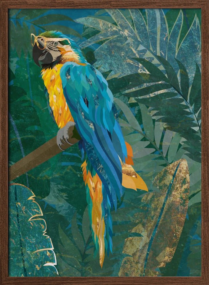Blue parrot in the rainforest - Stretched Canvas, Poster or Fine Art Print - I Heart Wall Art - Poster Print, Canvas Print or Framed Art Print