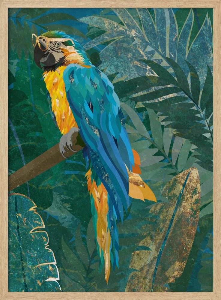 Blue parrot in the rainforest - Stretched Canvas, Poster or Fine Art Print - I Heart Wall Art - Poster Print, Canvas Print or Framed Art Print