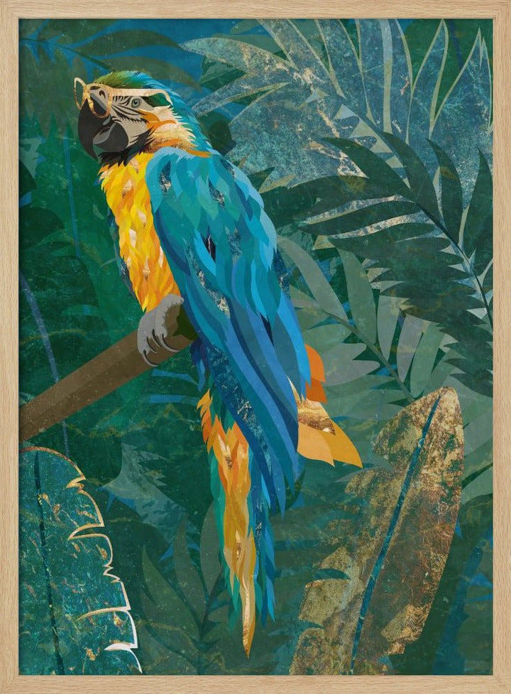 Blue parrot in the rainforest - Stretched Canvas, Poster or Fine Art Print - I Heart Wall Art - Poster Print, Canvas Print or Framed Art Print