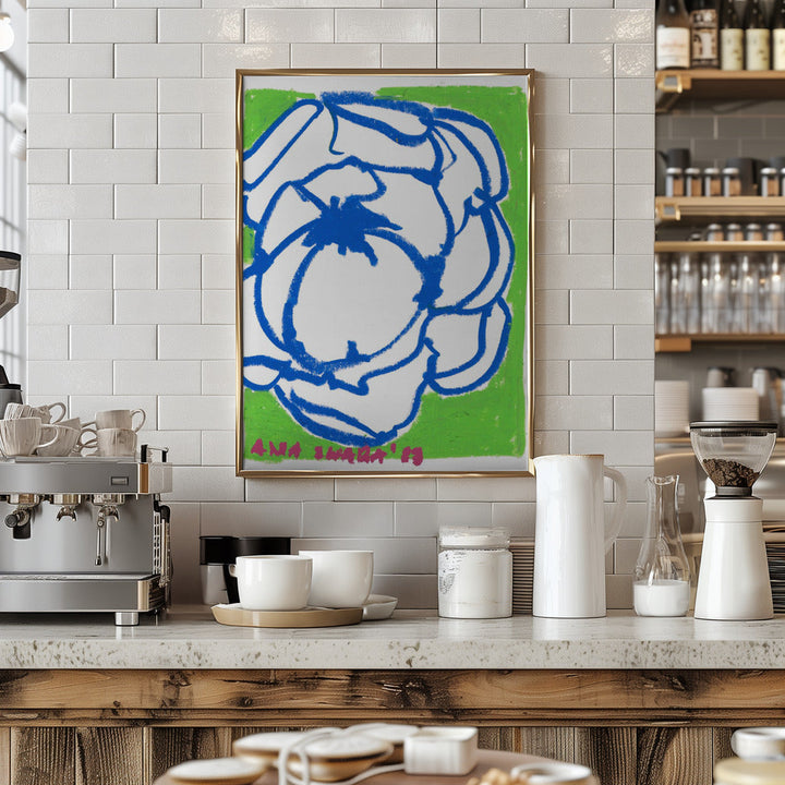 Blue Peony - Stretched Canvas, Poster or Fine Art Print I Heart Wall Art