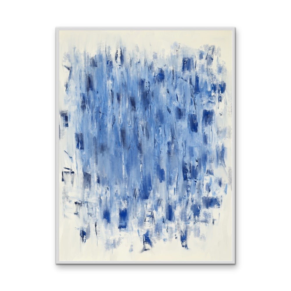 Blue Rain - Abstract Brushstroke Painting, Stretched Canvas or Wall Art Print - I Heart Wall Art - Poster Print, Canvas Print or Framed Art Print