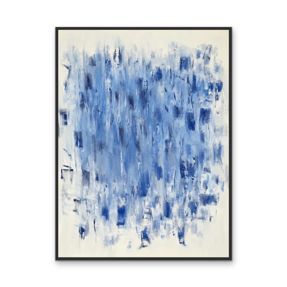 Blue Rain - Abstract Brushstroke Painting, Stretched Canvas or Wall Art Print - I Heart Wall Art - Poster Print, Canvas Print or Framed Art Print