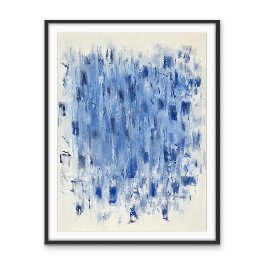 Blue Rain - Abstract Brushstroke Painting, Stretched Canvas or Wall Art Print - I Heart Wall Art - Poster Print, Canvas Print or Framed Art Print
