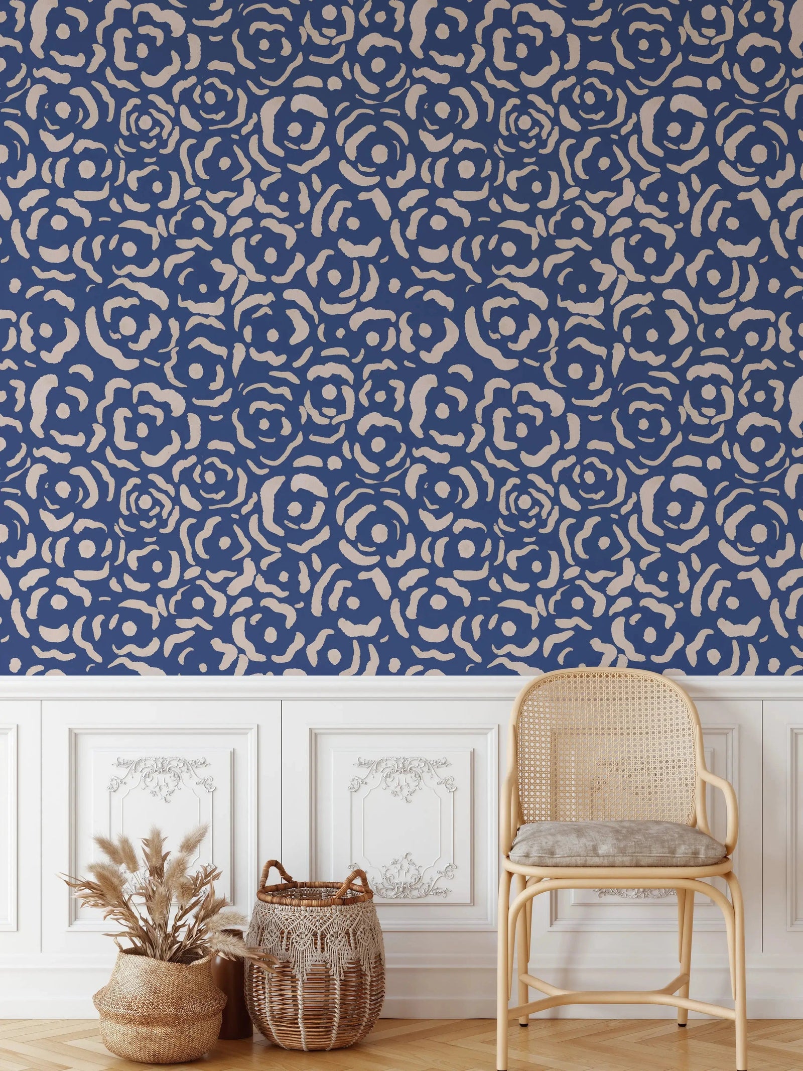 Blue Roses - Blue Rose Floral Peel and Stick Removable Wallpaper - I Heart Wall Art