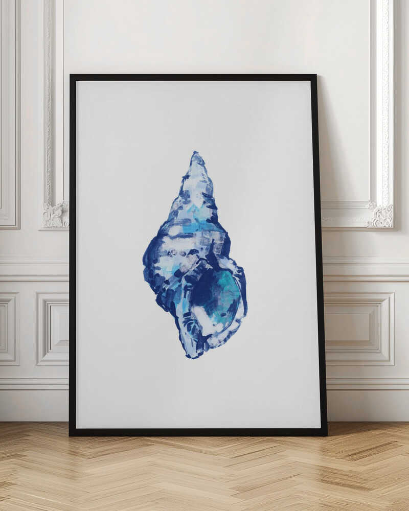 Blue Seashell On White Background No 2 - Stretched Canvas, Poster or Fine Art Print - I Heart Wall Art - Poster Print, Canvas Print or Framed Art Print