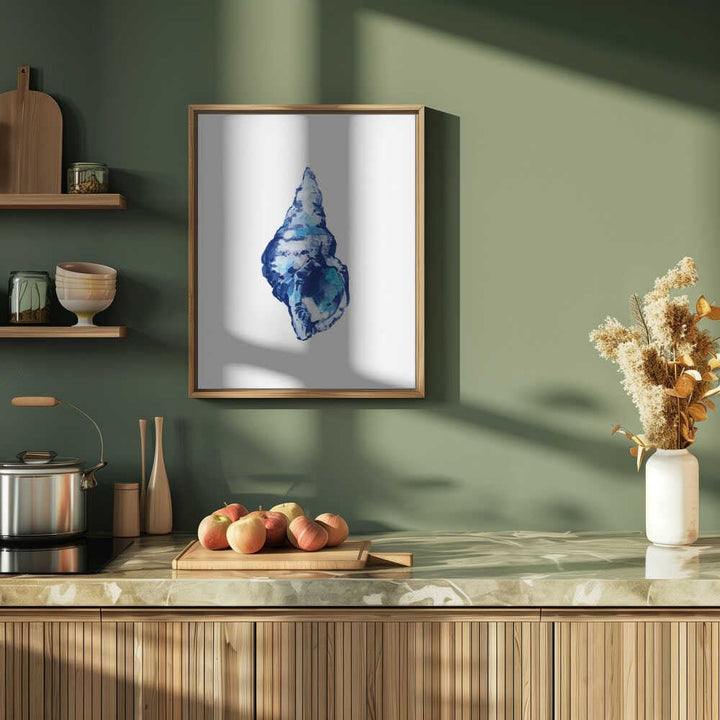 Blue Seashell On White Background No 2 - Stretched Canvas, Poster or Fine Art Print - I Heart Wall Art - Poster Print, Canvas Print or Framed Art Print