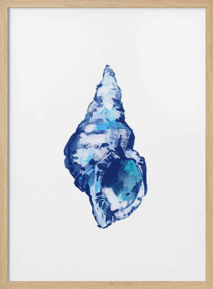 Blue Seashell On White Background No 2 - Stretched Canvas, Poster or Fine Art Print - I Heart Wall Art - Poster Print, Canvas Print or Framed Art Print