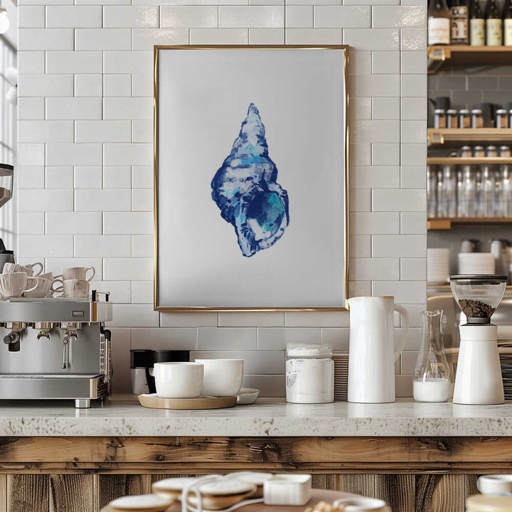Blue Seashell On White Background No 2 - Stretched Canvas, Poster or Fine Art Print - I Heart Wall Art - Poster Print, Canvas Print or Framed Art Print