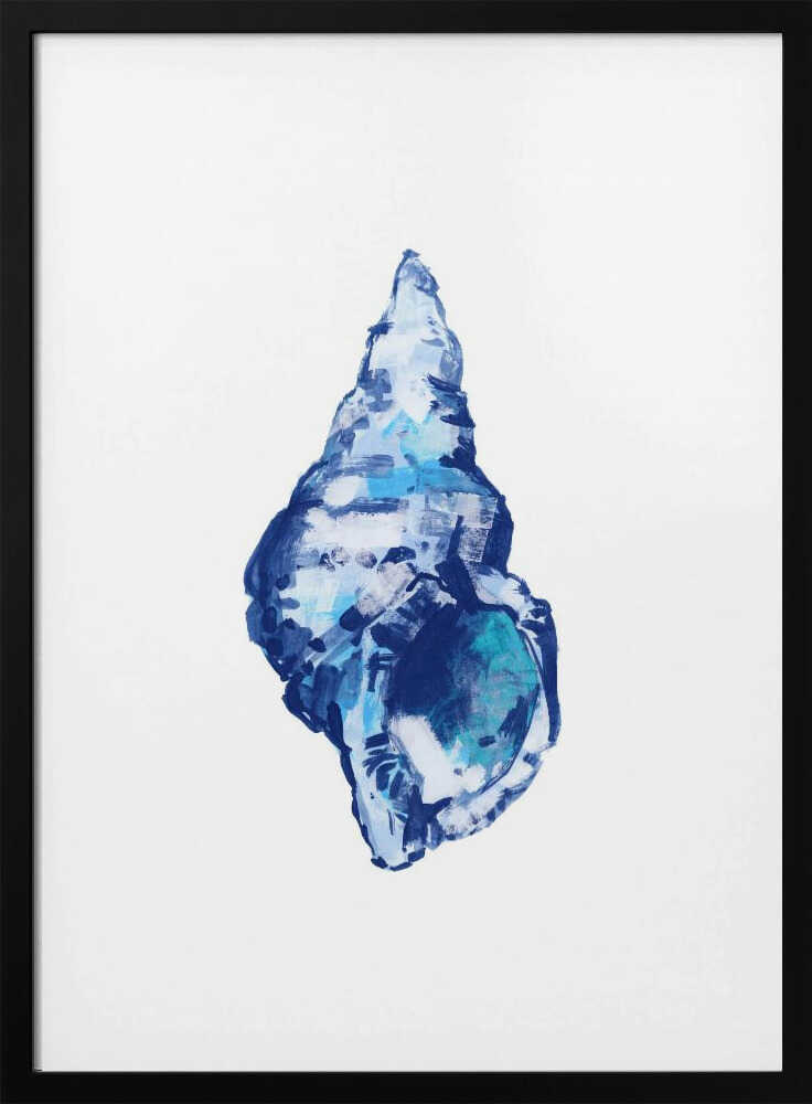 Blue Seashell On White Background No 2 - Stretched Canvas, Poster or Fine Art Print - I Heart Wall Art - Poster Print, Canvas Print or Framed Art Print