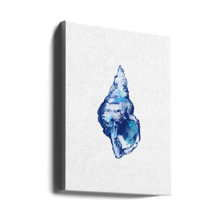 Blue Seashell On White Background No 2 - Stretched Canvas, Poster or Fine Art Print - I Heart Wall Art - Poster Print, Canvas Print or Framed Art Print