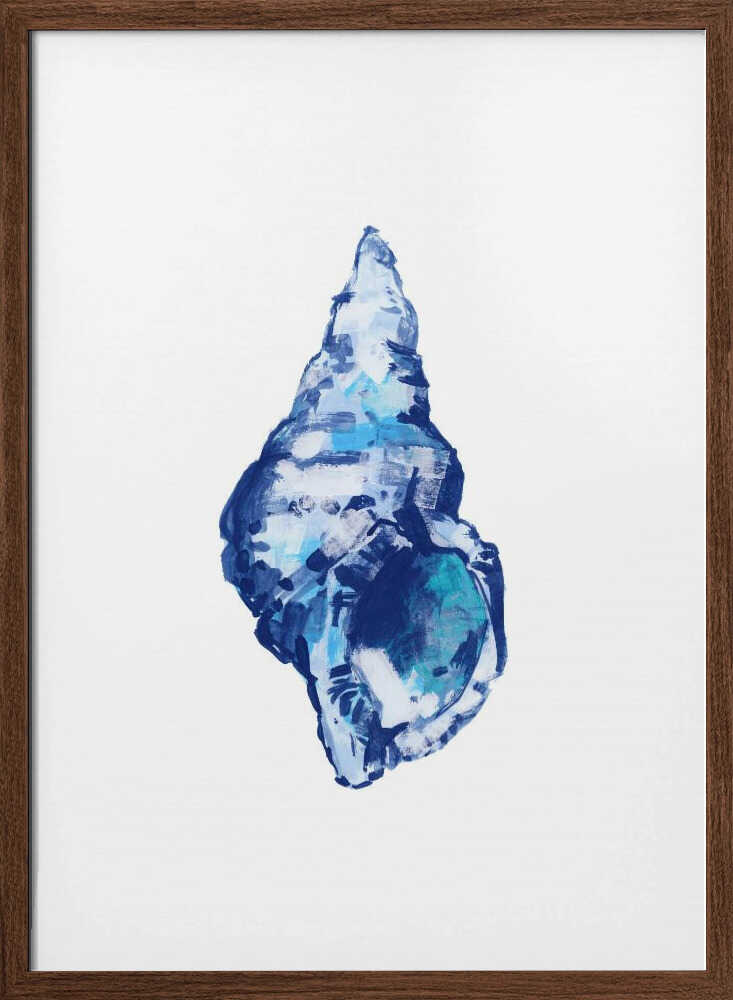 Blue Seashell On White Background No 2 - Stretched Canvas, Poster or Fine Art Print - I Heart Wall Art - Poster Print, Canvas Print or Framed Art Print