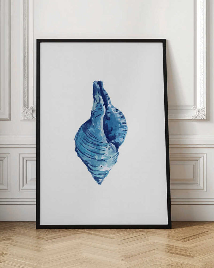 Blue Seashell On White Background No3 - Stretched Canvas, Poster or Fine Art Print - I Heart Wall Art - Poster Print, Canvas Print or Framed Art Print